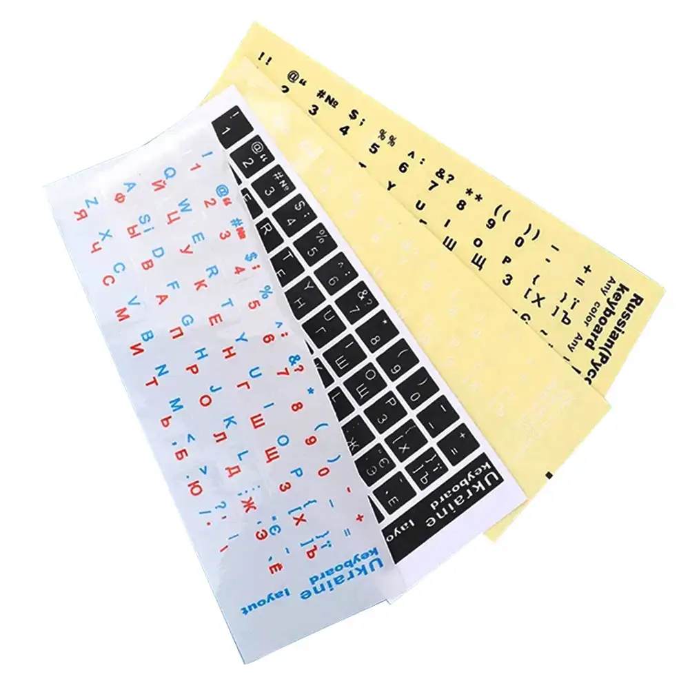 Naklejki na klawiaturę ukraińską czarne/przezroczyste tło białe/niebieskie czerwone litery język ukraińnarty robić uniwersalnych akcesoriów robić laptopów PC