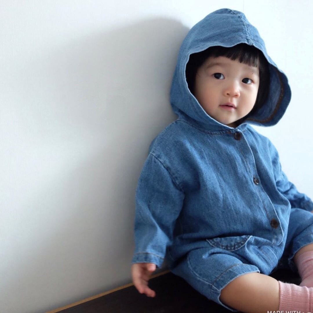 5459 bébé garçon à capuche Denim Outwear à manches longues une pièce vêtements à manches longues Denim vêtements 0-24M enfant en bas âge fille vêtements décontractés