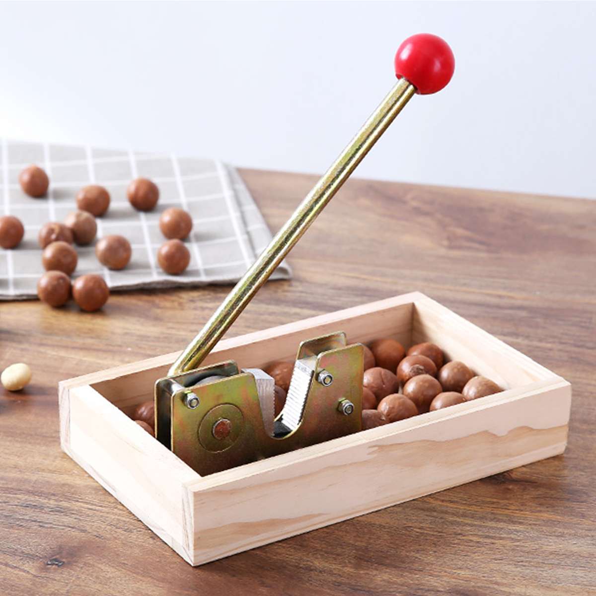 Máquina para pelar nueces, abridor de macadamias de alta resistencia, con mango de Metal duradero para avellanas y nueces
