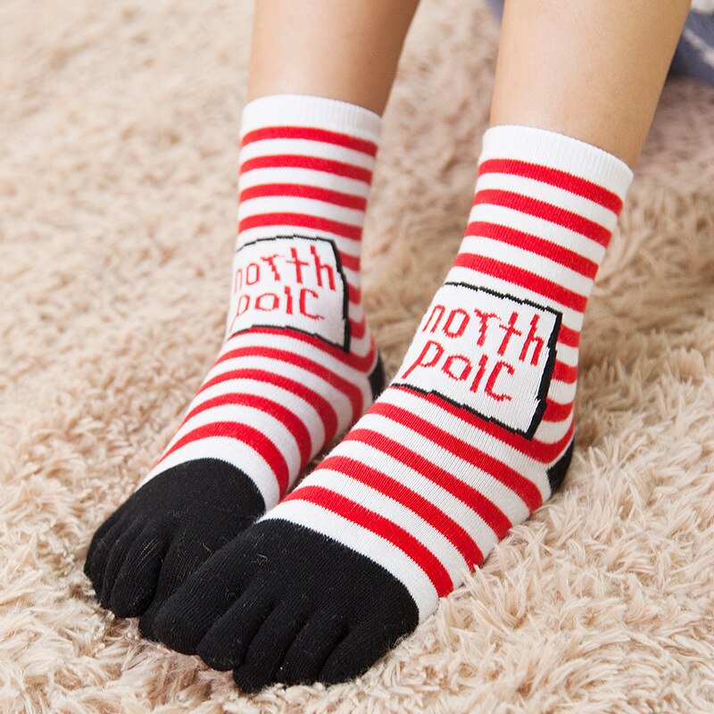Calcetines navideños para niños de dibujos animados, calcetines de cinco dedos cálidos, cómodos y transpirables, nuevos para Otoño y Winter7-12 años: Marfíl