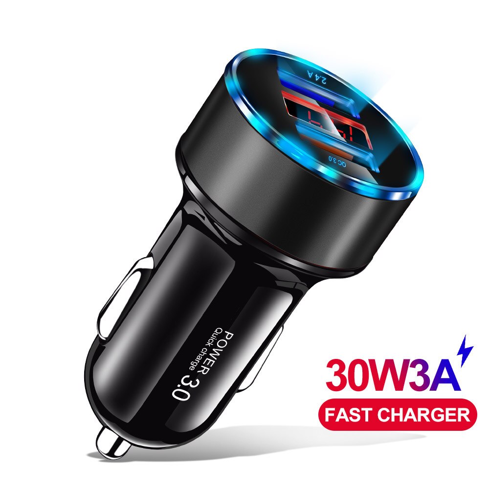 OLAF QC 3.0 Dual Fast Charger 5V 3.1A Car Charger For iPhone X Xr Samsung Galaxy Note 10 9 USB Car-Charger Phone Charge Adapter: Black