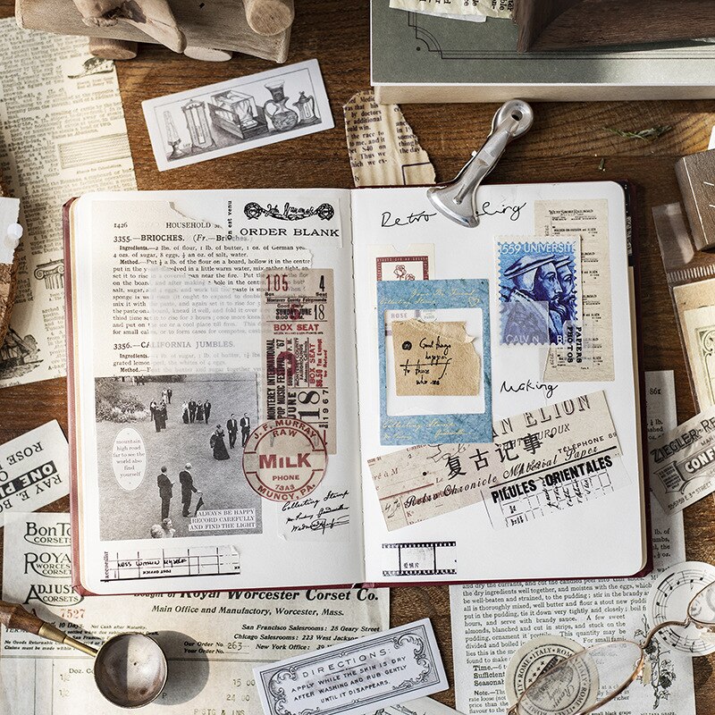 33 kpl vintage vanhat kirjaimet laskumateriaali paperi taustapaperi koristeellinen tarra scrapbooking päiväkirja albumi etiketti suunnittelija