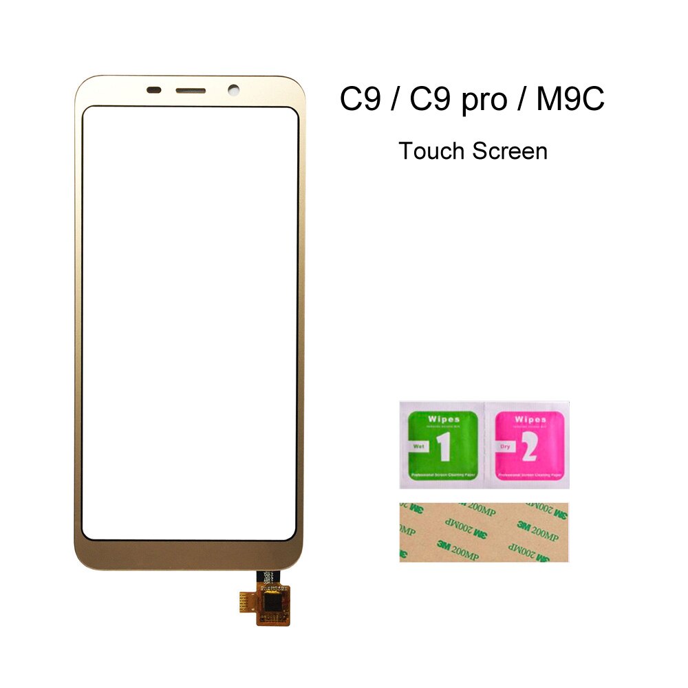 For Meizu C9 pro/ M9C/ C9 LCD Display Touch Screen Digitizer Sensor 5.45&#39;&#39; Glass Panel Replacement Parts With Frame: Gold Touch
