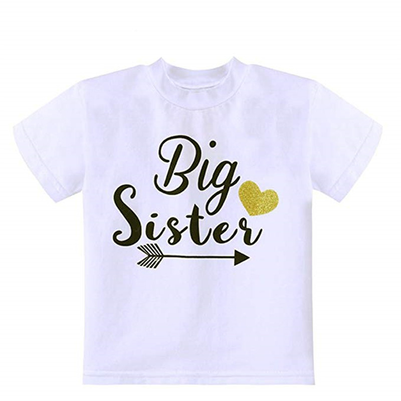 YSCULBUTOL Meisjes Grote Zus T-shirt Bijpassende Broertje Baby Bodysuits Wit