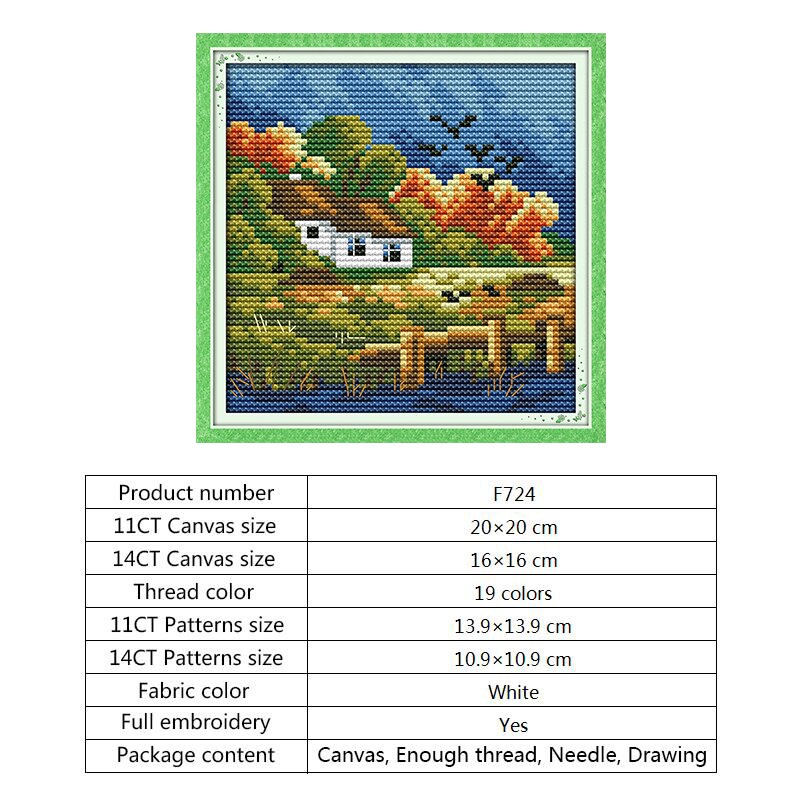 Seizoenen landschap 14ct 11ct count print canvas stof borduurpakketten doe-het-zelf knutselen kruissteekpakket handwerk borduurpatronen: Kruissteek -f724 / 14ct bedrukte canvasdoeken