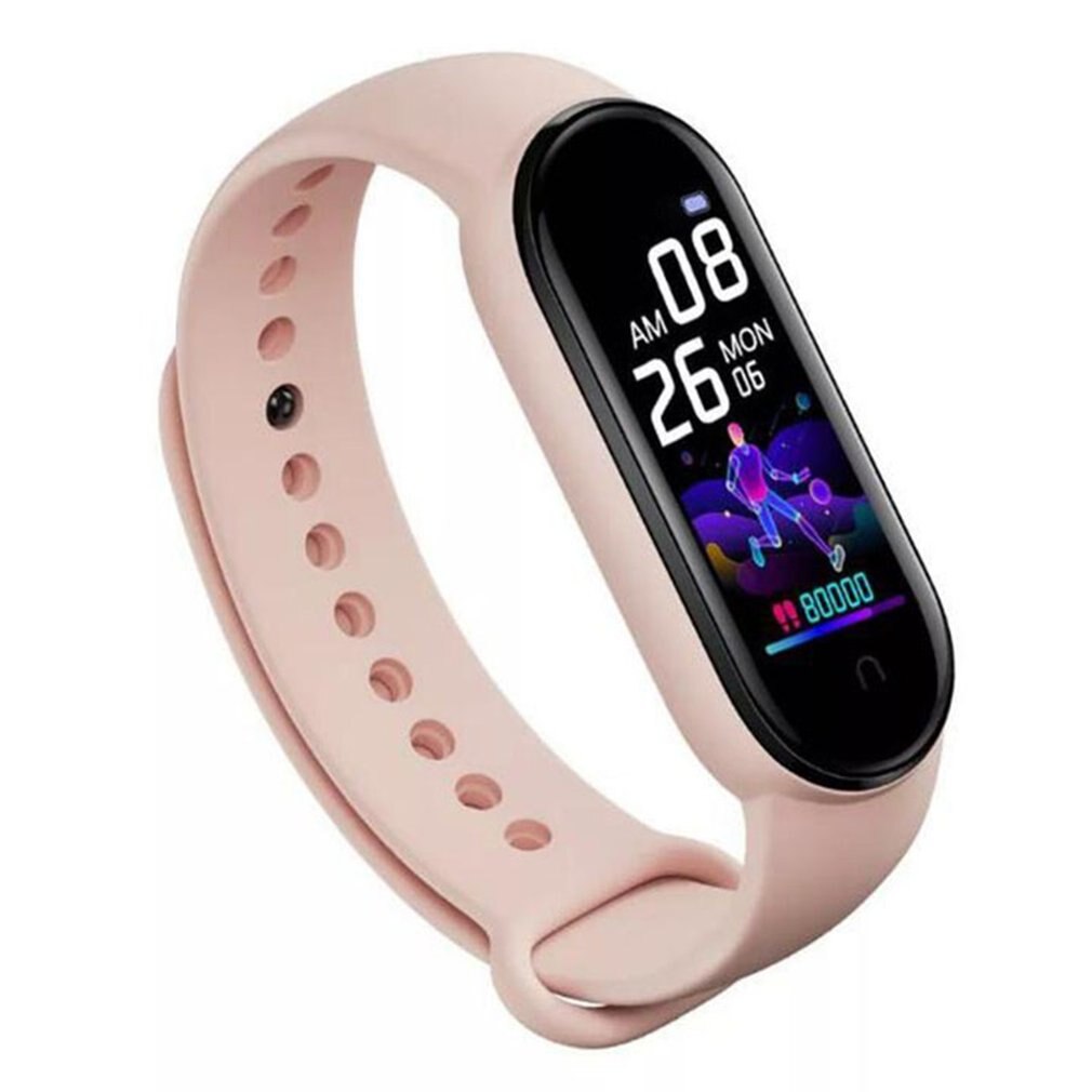 Smart fitness armband band med mätande pulsmätare sport aktivitet tracker män kvinnor titta på armband: Rosa