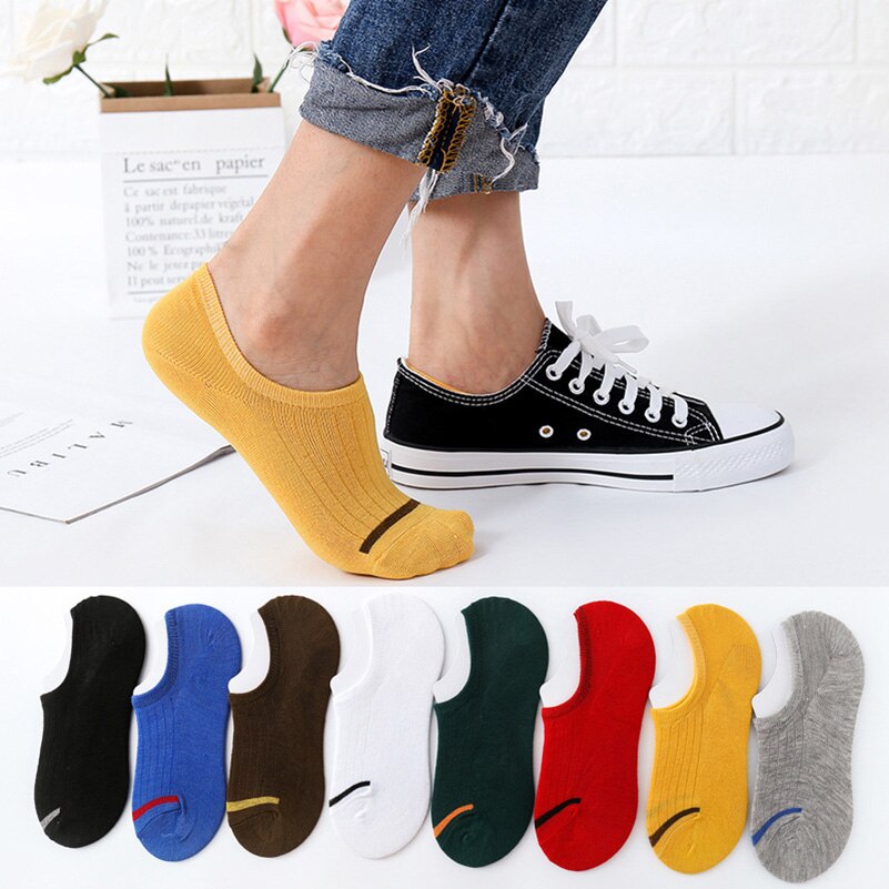 Calcetines náuticos Unisex para hombre y mujer, calcetín Invisible antideslizante de silicona, corte bajo, para primavera, verano y otoño, 5 pares, Size35-42