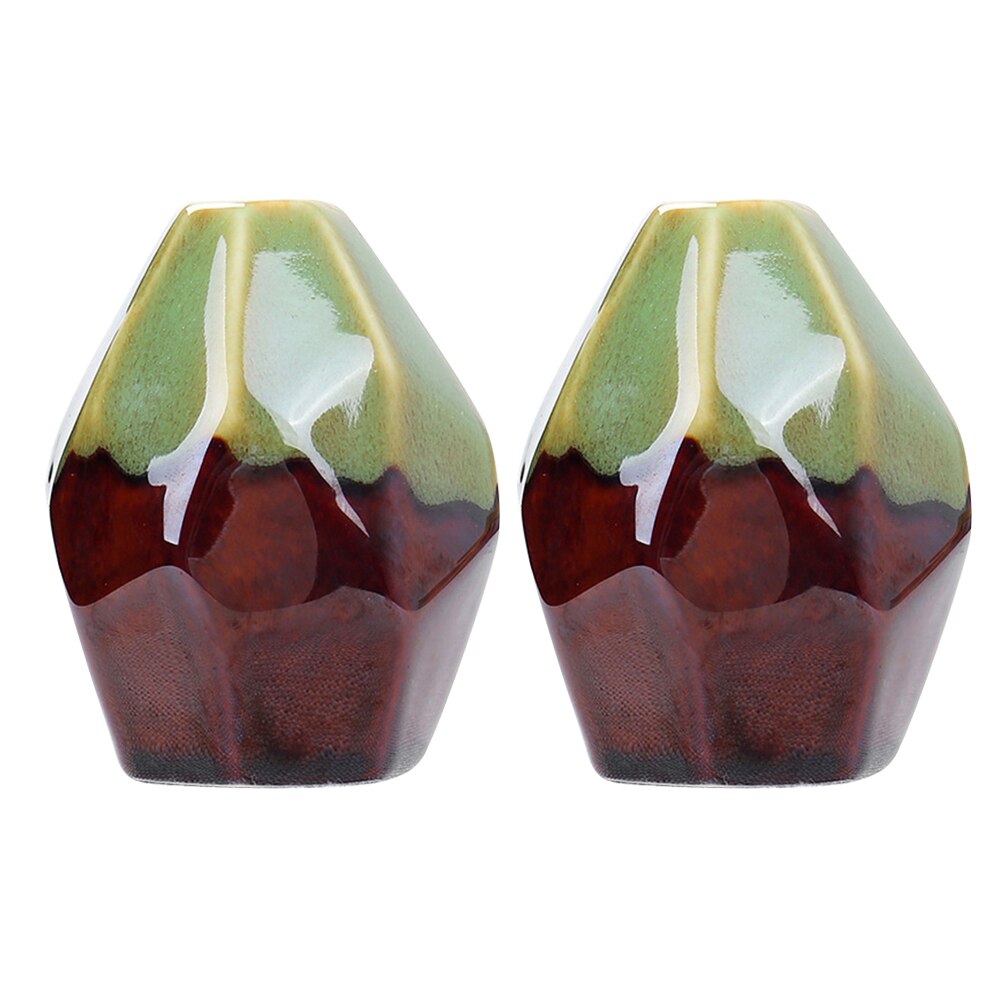 2pcs Multi-faceted Ceramic Vase Table Flower Arrangement Flower Vase Desktop Decoration for Office Hotel Home: Green