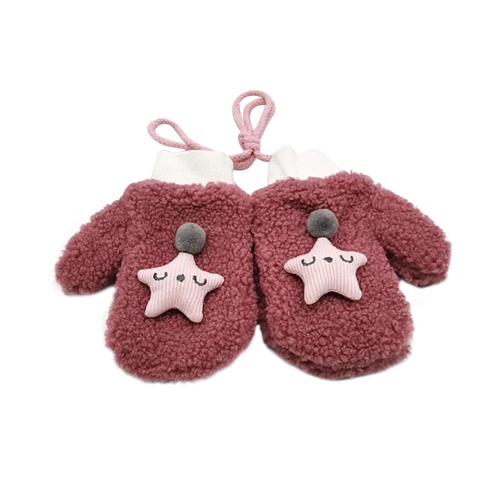 Leuke Herfst Winter Warm Thicken Handschoenen Kinderen Kids Fleece Zachte Meisje Jongen Mitten Imitatie Lam Pluche Leisure Verdikking: 17x9cm F