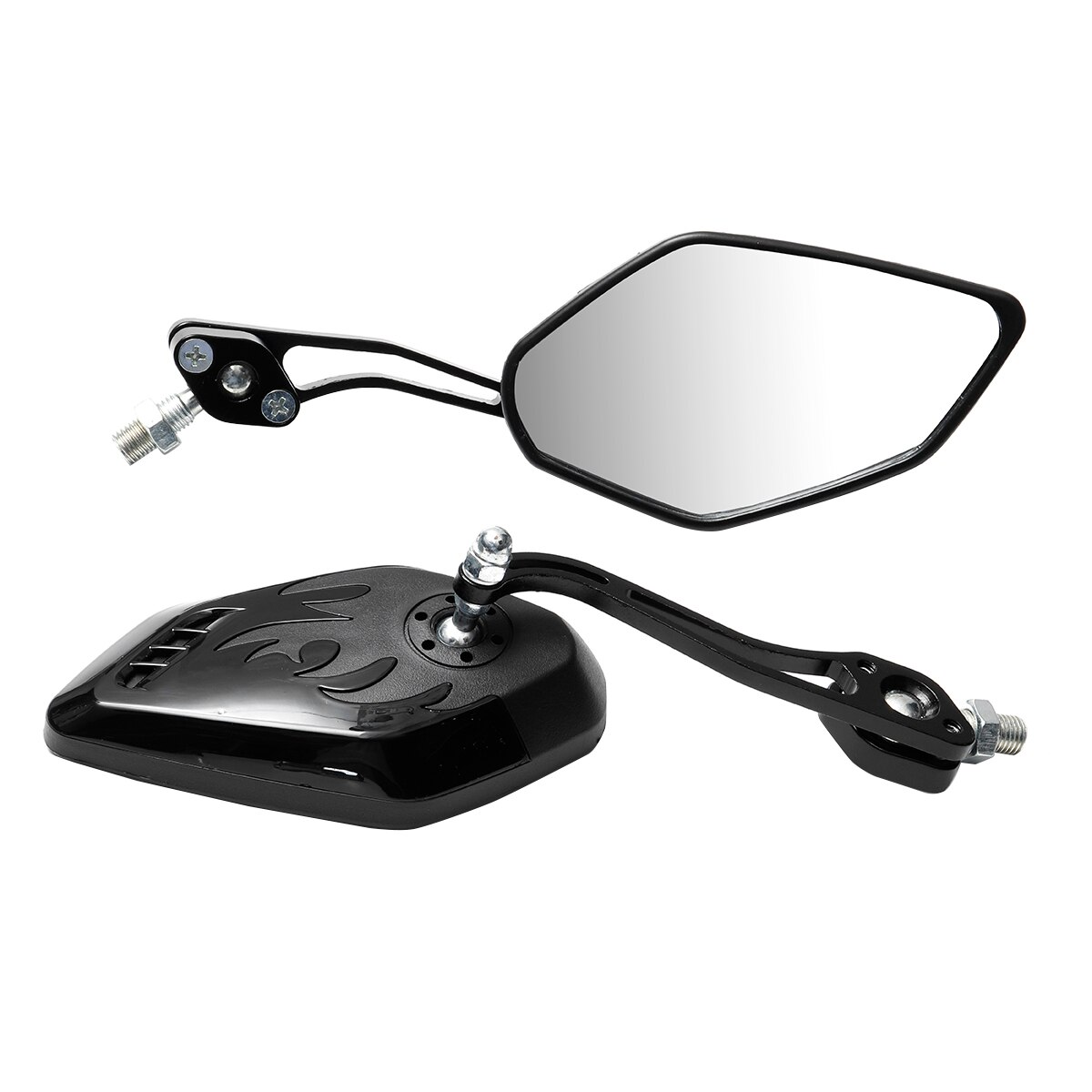 2 stks/set 360 Graden Rotatie Motorrijwiel Scooter Universal Motorcycle Achteruitkijkspiegels Motorbike Zij Spiegels 8/10mm: Black