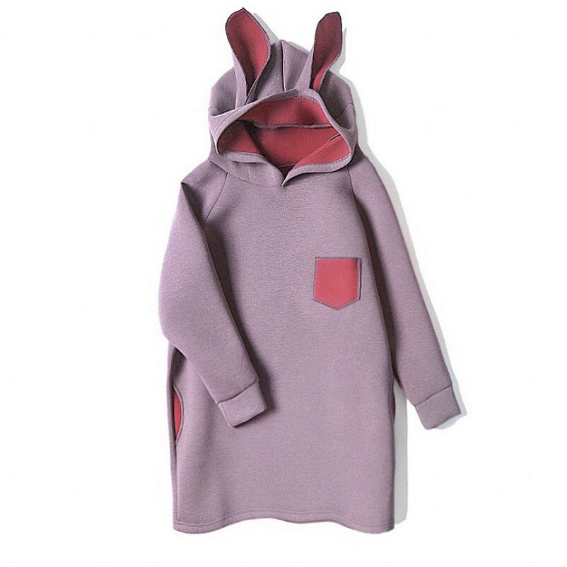 Schattige konijnenoren zwangerschaps lange sweatshirt herfst winter plus fluwelen verdikking grote maten zwangerschapskleding voor zwangere vrouwen
