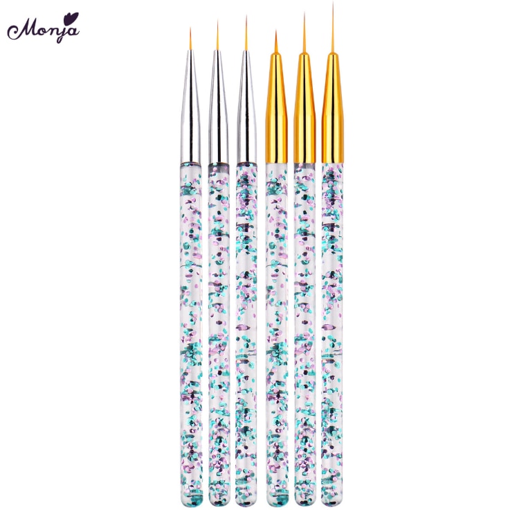 3Pcs Nail Art Liner Brush Pen Set Professionele Schilderen Nail Brush Pen Acryl Rhinestone Handgrepen Nail Art Pennen