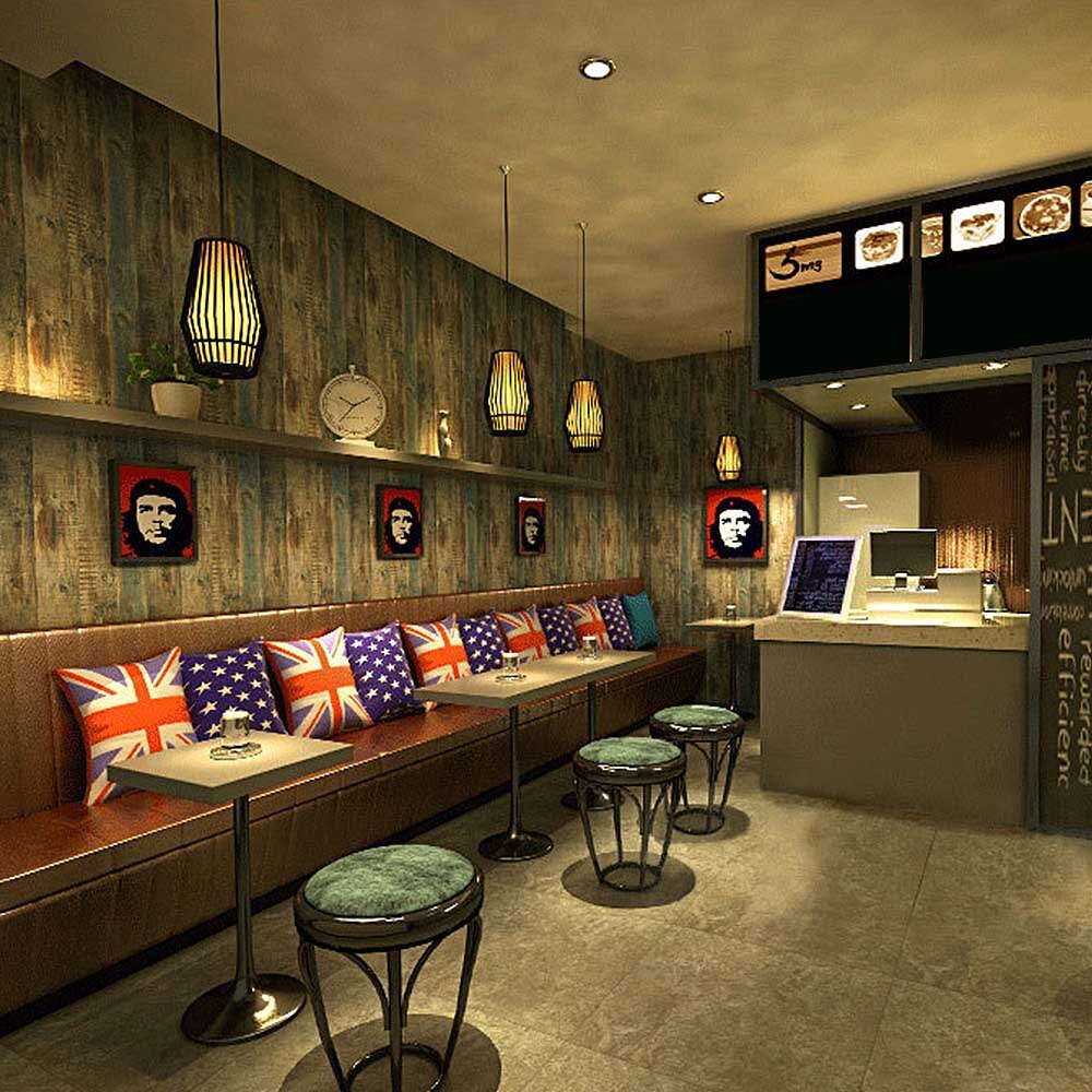 53CM×10M Wallpapers Retro Old Personality Wood Plank Wallpaper Bar Restaurant Clothing Store Cafe Background Wallpaper