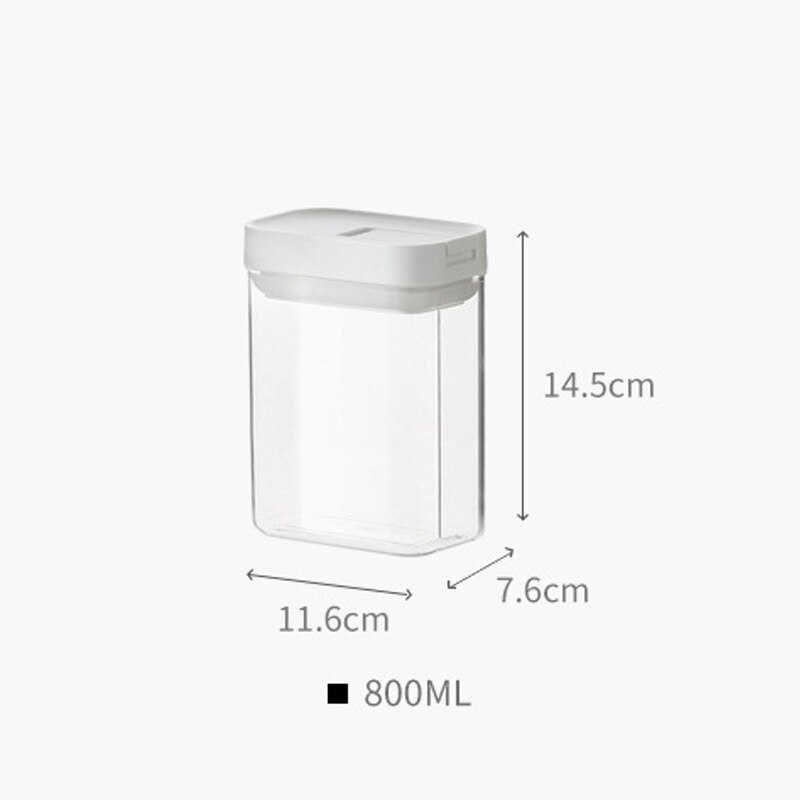 Kitchen Transparent Food Storage Box Sealed Dust Keep Fresh Storage Jar Containers Refrigerator Noodles Grain Food Organization: round-800ml