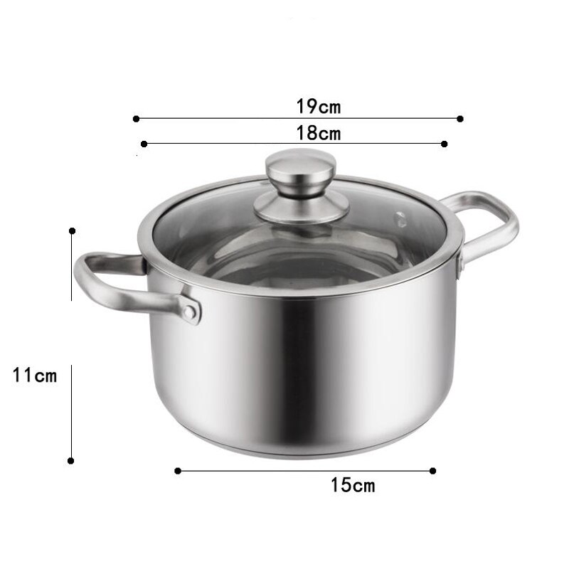 Roestvrijstalen soep dubbele boiler kookgereedschap keuken pan voorraadpotten kookgerei thuis inductiekookplaat pot stoofpot  tg138: 18 cm