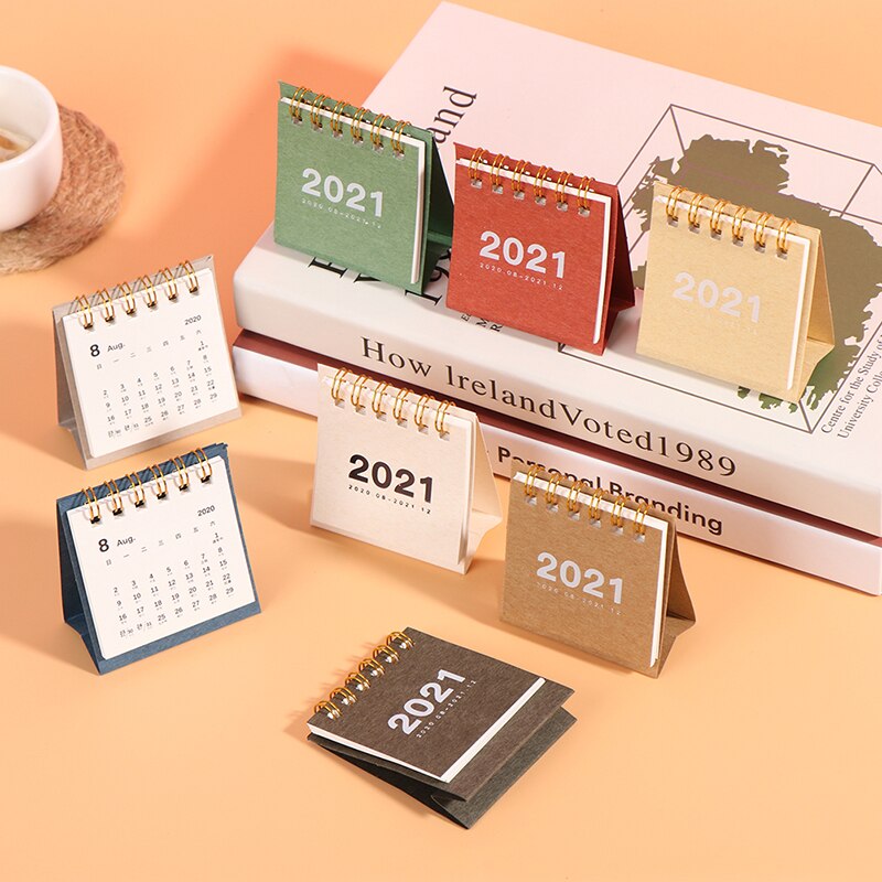 Mini calendário de mesa 2020 2021 criativo ornamentos trabalho portátil nota calendário plano de ano novo programação de volta à escola