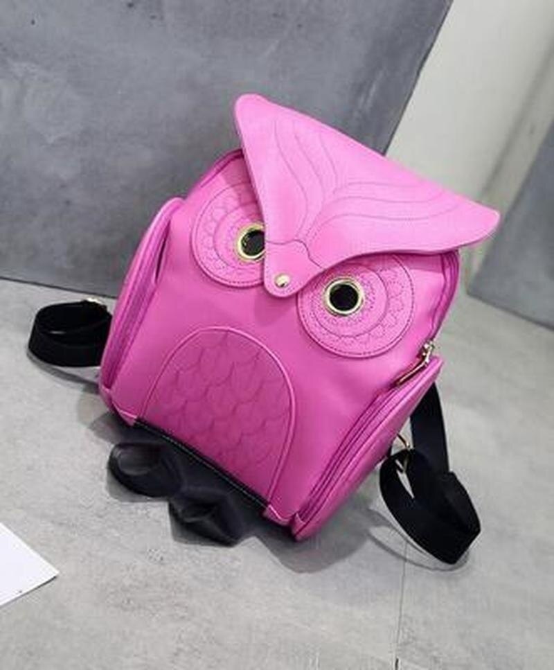 Uil Vorm Reliëf Schouder Rugzak Tassen Satchel Reistas Mode Vrouwen Pu Rugzak Toevallige: rosered