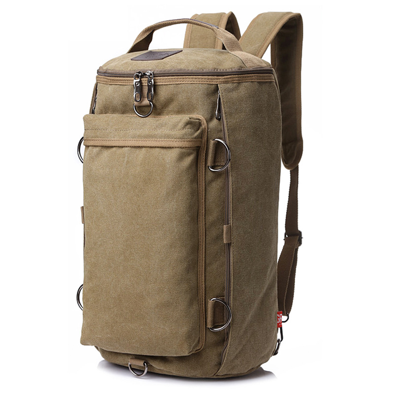 Vintage mænd rejsetaske stor kapacitet rejse duffle rygsæk mandlige på bagage opbevaring spand skulder tasker til tur  xa86zc: Khaki