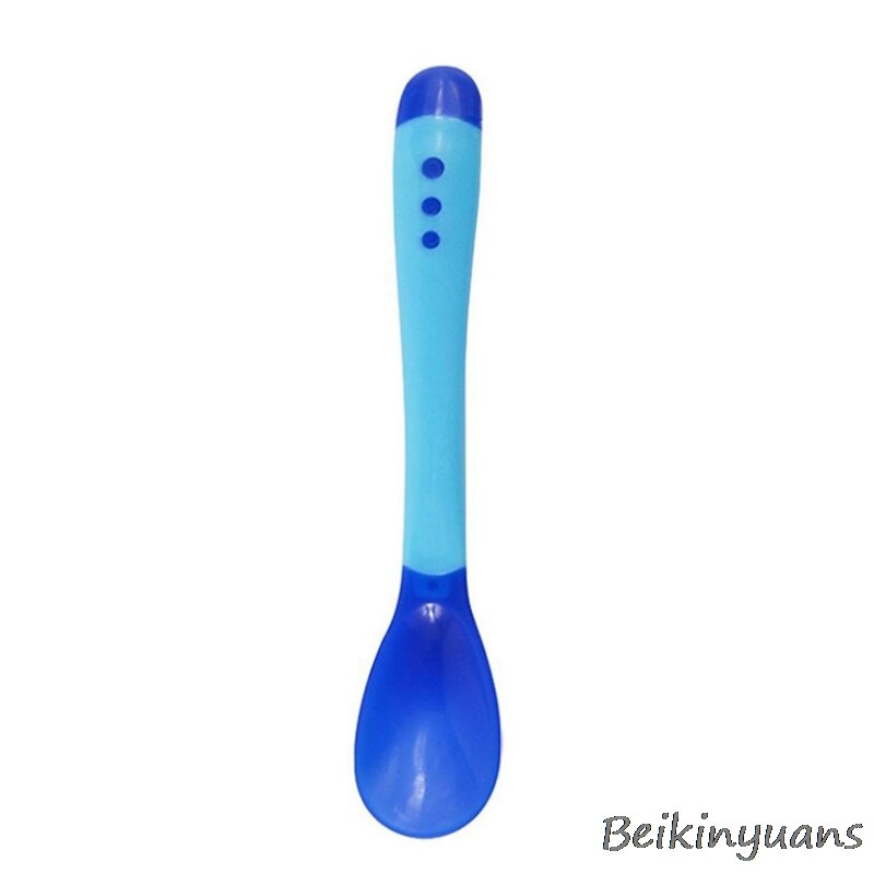 Vajilla con sensor de temperatura para niños, platos de aprendizaje para bebés, bandeja con bol y ventosa: Blue spoon