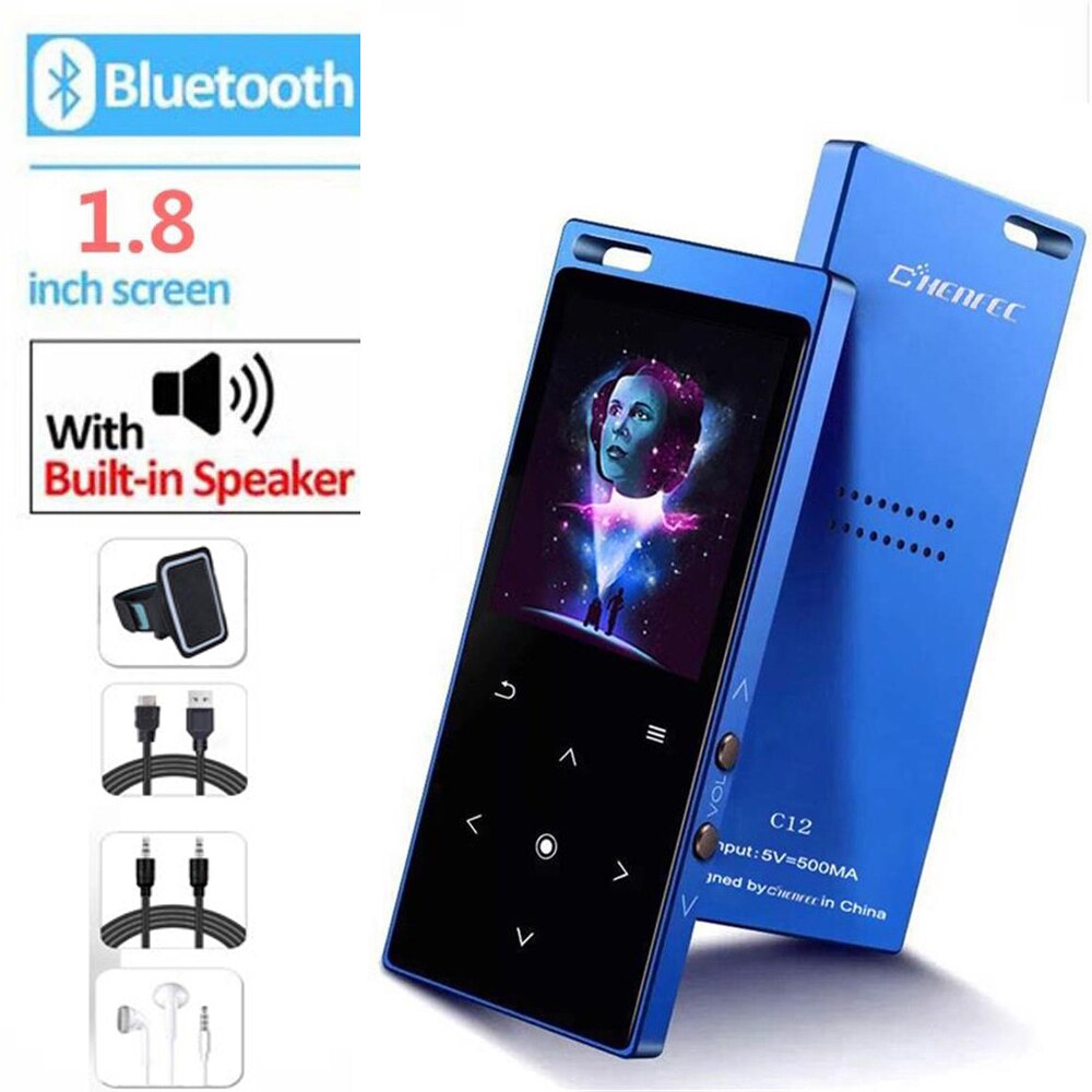 Mp4 -afspiller bluetooth 4.1 indbyggede højttaler touch-knap  mp3 mp4 musikafspiller med fm-radio, optager, understøtter sd-kort op  to 128gb