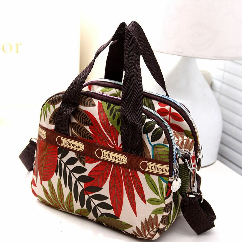 Women Portable Canvas Large Cosmetic Bags Makeup Organizer Print Zipper Bag Female Cell Phone Toiletry Beauty Handbags: F