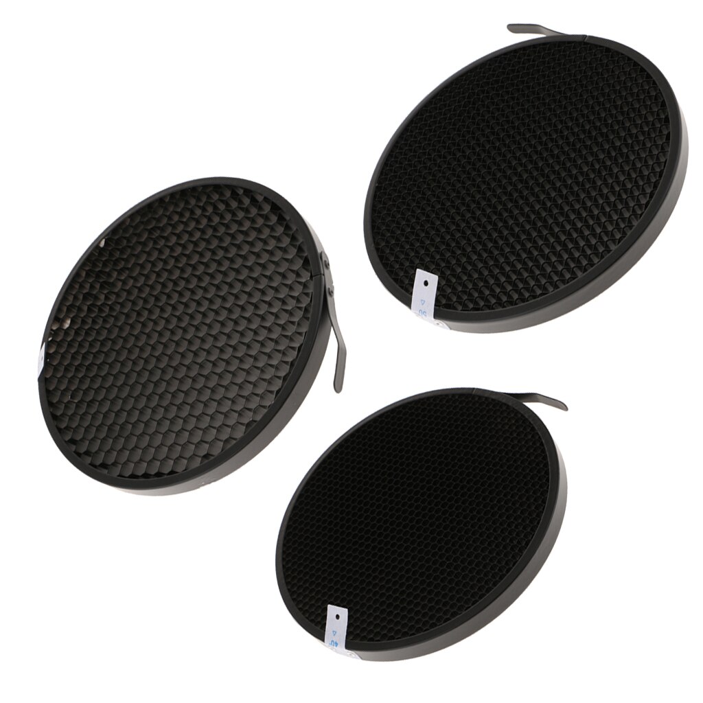 3Pcs 60 50 40 Degree Honeycomb Grid Mesh for 7inch Standard Reflector Diffuser Lamp Shade Photography Acces