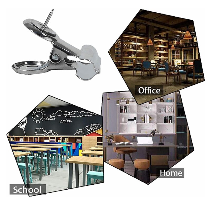 50 Pack Push Pins Clips Zware Clips Met Pins Pushpins Kopspijkers Punaises Voor Kurk Boards Bulletin (Zilver)