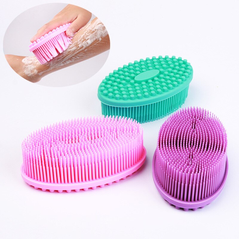 Zachte Siliconen Borstel Wassen Bad Douche Exfoliating Skin Fit Voor Baby Volwassen Bad Shampoo Hoofdmassage Borstel Levert Siliconebrush