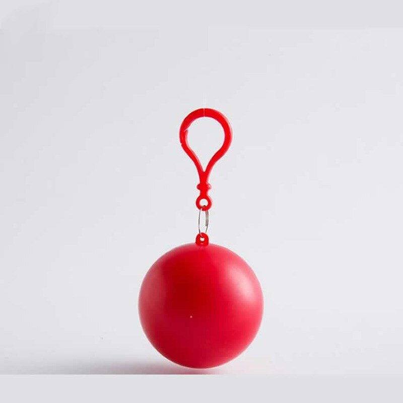 Chubasquero desechable portátil para hombre y mujer, llavero con bola, Poncho, capa impermeable, 6 colores: red