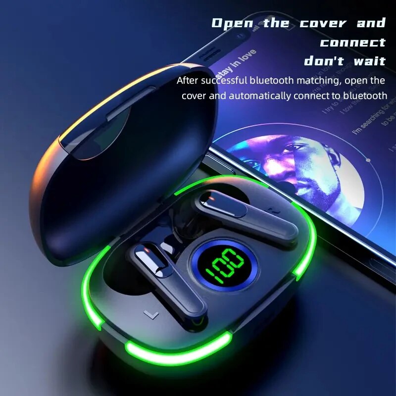 PRO80 Stéréo Bluetooth Casque TWS5.1 Intelligent Tactile LED Numérique Affichage Cool Souffle Lumière Jeu
