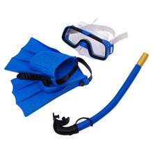 Kids Diving Mask Snorkel Set - Anti-Fog Goggles + Tube + Flippers - Swimming Gear: White