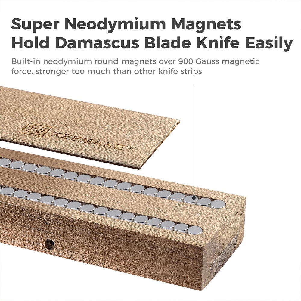 Keemake Magnetische Mes Houder Voor Keuken Messen Magneet Mes Hanger Voor Muur Acacia Houten Blok Krachtige Magnetische Strip