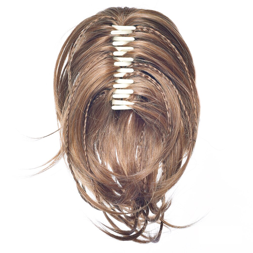 Soowee trenza de pelo sintético cabello rubio negro Clip en extensión de cabello cola de Pony recta Cola de Caballo gris garra para mujeres