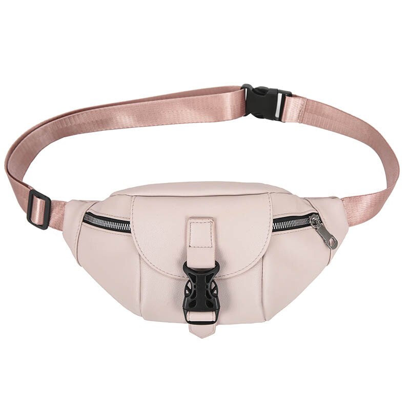 Verstelbare Vrouwen Hip Taille Verpakking Lederen Crossbody Tas Borst Zakken Rits Vrouwelijke Clutch Pouch Riemfanny: Pink Waist Bag