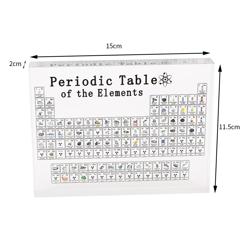 Acrylic Periodic Table Display with Real Elements Kids Teaching School Day Birthday Chemical Element Home School Decoration: Default Title