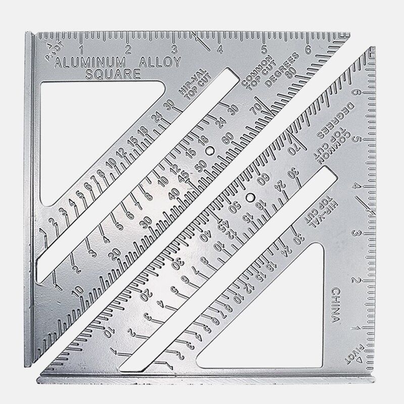 Herramienta de medición de velocidad para carpintero, guía de corte de línea cuadrada, escuadra triangular, transportador de aleación de aluminio, 1 unidad