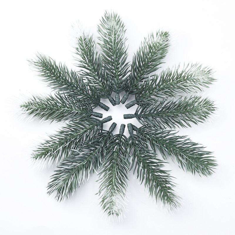 100Pcs Kunstplanten Plastic Dennennaald Sneeuwvlok Kerstkrans Materiaal Bruiloft Decoratieve Bloemen Kransen Home Decor