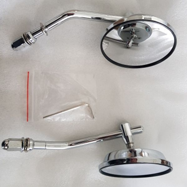 8mm Chrome Motorcycle Mirror Short Stem 3Inch Round Rearview Mirror for Dyna Bobber Chopper Old School 1982
