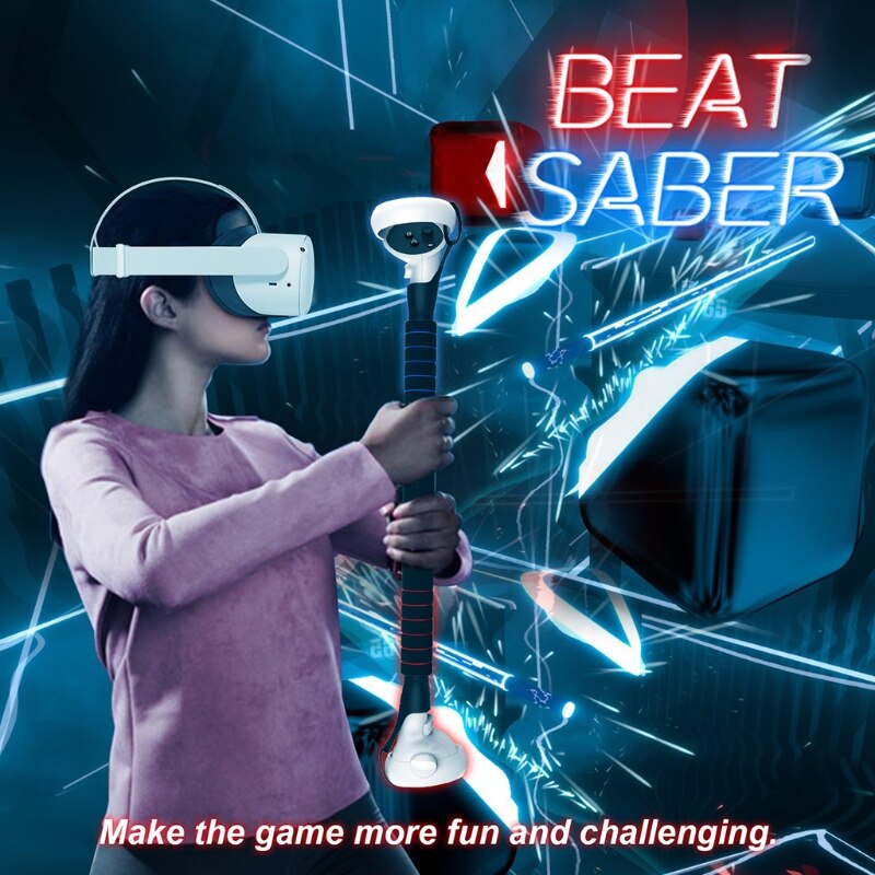 Verlängerungsgriffe für oculus quest 2/, quest 1/ und rift s controller beim spielen des fechtspiels beat saber