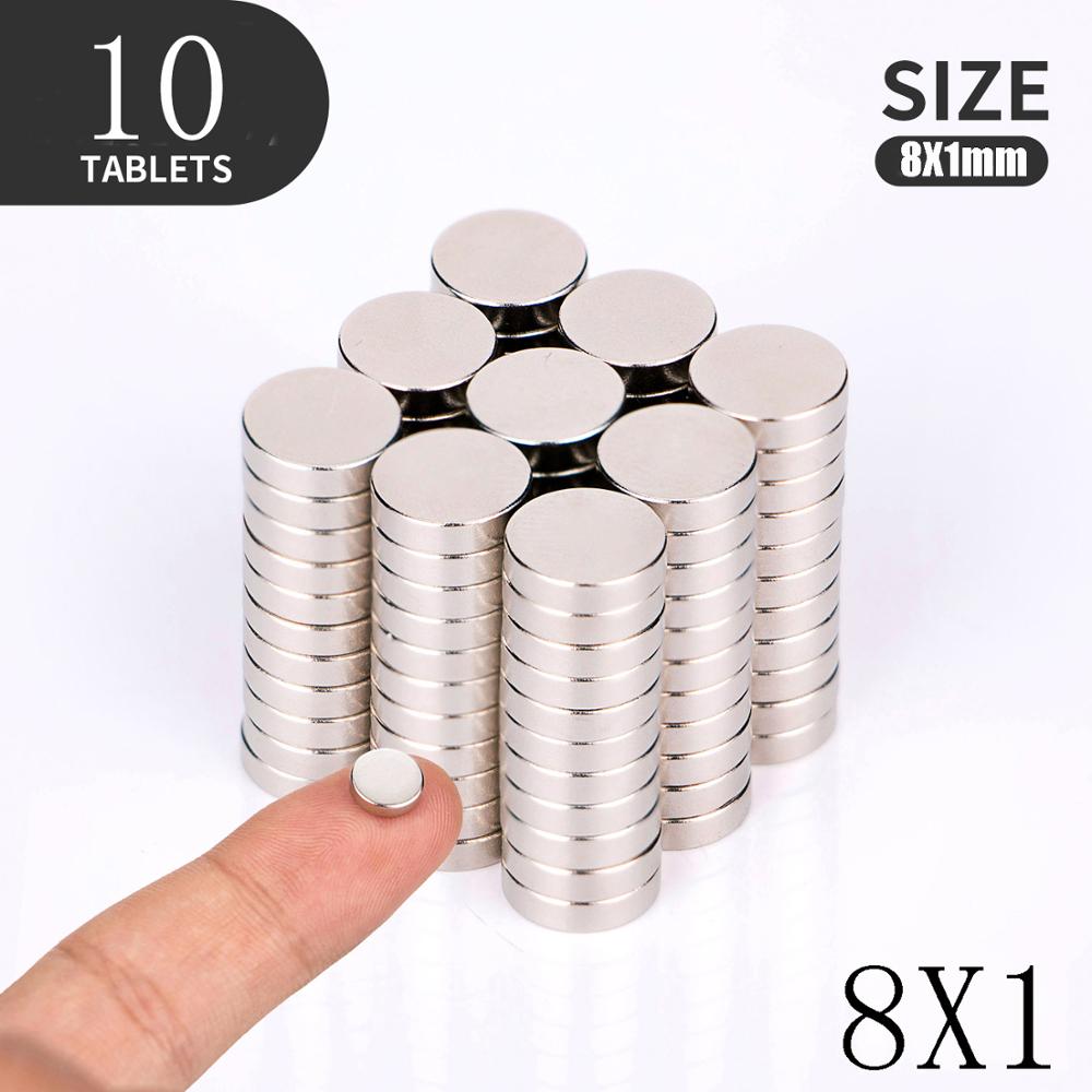 10 20 50 unids/lote 5x2 5x3x3 4x4 5x5 6x2 8 2 8 2 8 2 8x8x2mm imán pequeño imán redondo imanes imán de neodimio de tierras raras: 10pcs(8X1)