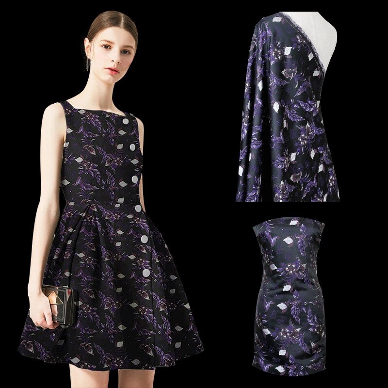 Satin jacquard tøj stoffer let luksus stof symaterialer til kjoler satin kjole og kjole med broderi