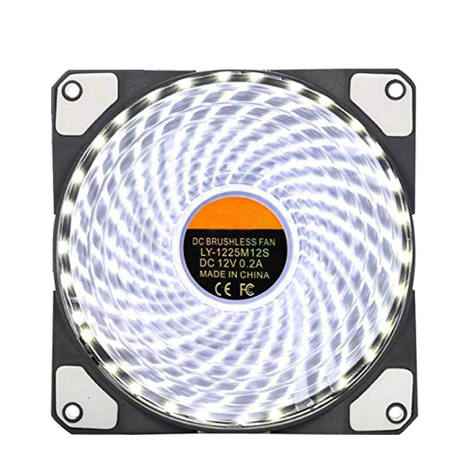 Ventilador con cubierta para ordenador PC de 120mm, enfriador disipador térmico de 16dB, enfriamiento Ultra silencioso de 33 ledes con ventilador de 12CM de goma antivibración: 33LED white