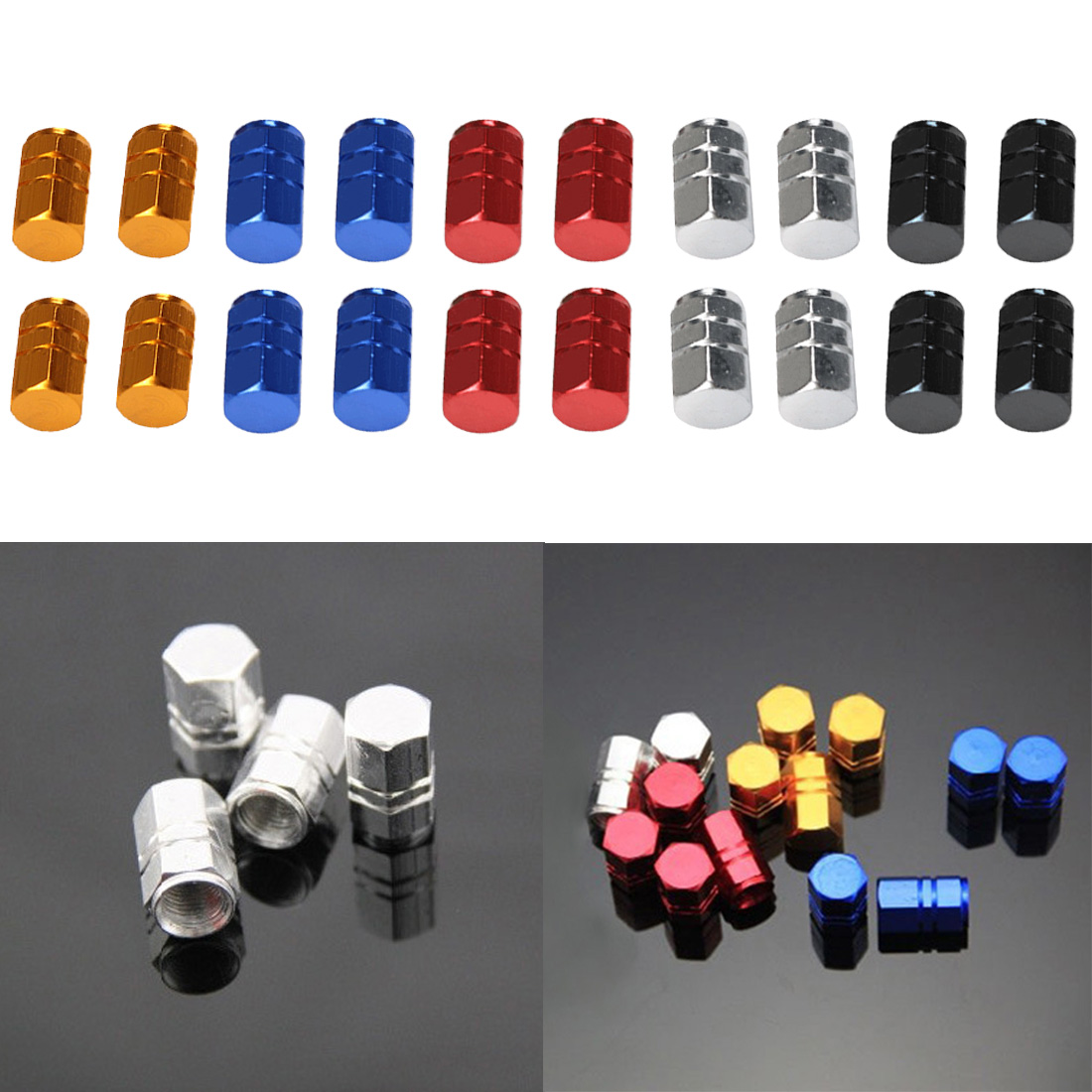 , válvulas de aluminio para rueda de coche a prueba de polvo, tapones de válvula, cubierta hermética 4 unids/set
