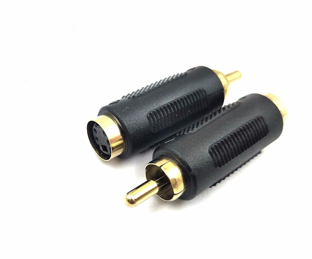 S-video-Adaptador de vídeo compuesto hembra a RCA macho, convertidor de enchufe Mini DIN de 4 pines hembra a RCA macho, 2 paquetes