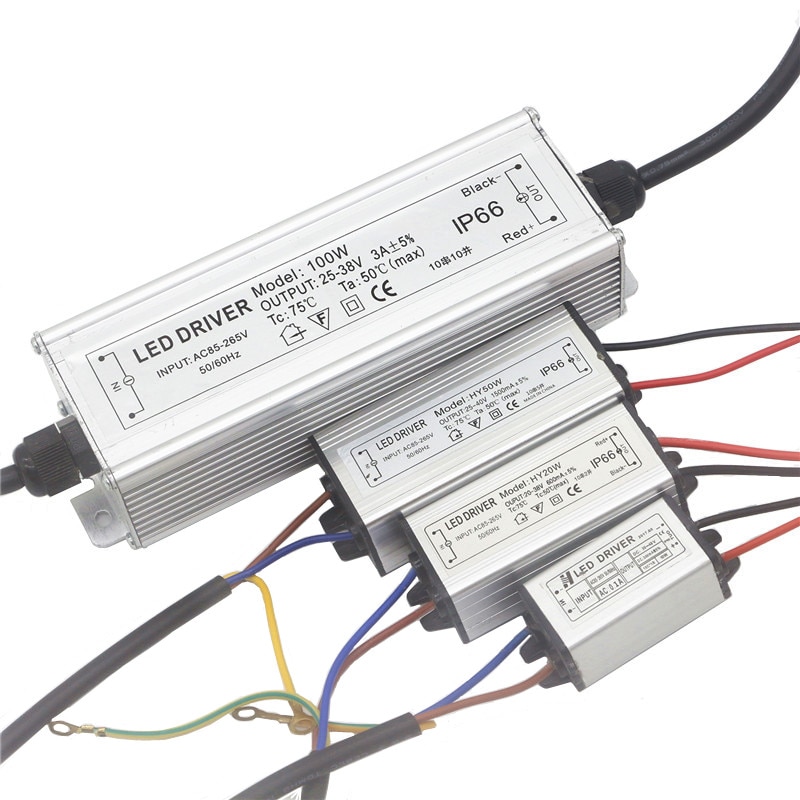 Ac 110v-220v til  dc 20-38v strømforsyning 10w 20w 30w 50w 100w vanntett transformator elektronisk monokrom ledet-lysdrift