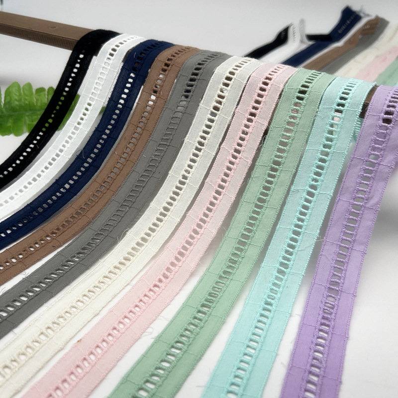 15 yardas 25 mm falda bordada rayas horizontales, atadura hueca de algodón, correa para el cabello, lazo DIY artesanía accesorios artesanales mejoras para el hogar a0475b - 1