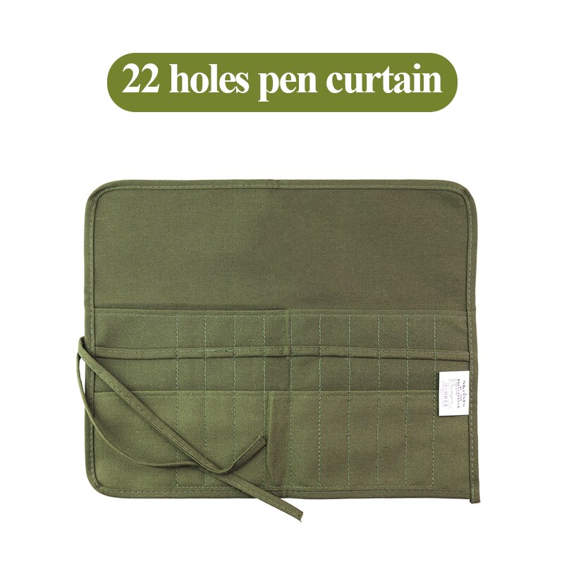 Skyists Art Multifunctional 22/30 Holes Canvas Pen Curtain & 15pcs Brushes Insert Pen Roll Up Bag/Case Pencil Storage Bag 1508: 1508-Green-22holes