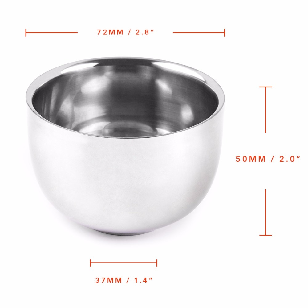 QSHAVE-tazón de jabón de acero inoxidable para afeitado, soporte de cepillo clásico de seguridad para crema de afeitar, 7,2x5x3,7 cm, no incluye cepillo