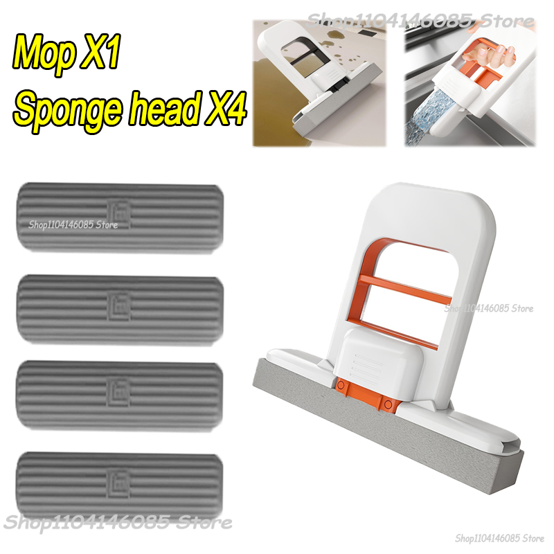 Mini-sponsmop Handvrije wasmoppen Mini draagbare superabsorberende dweil voor desktopvloer Badkamer Keuken Glas Autoreiniging: Bruin