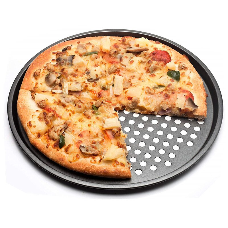 Mamma Hand 12 Inch Anti-aanbak Koolstofstaal Pizza Lade Pizza Pan Met Gaten